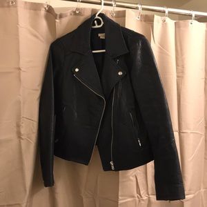 J. Crew navy leather jacket